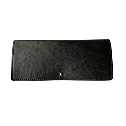 Black leather wallet on a white background