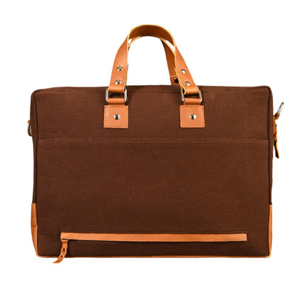 Brown bag with leather straps on a white background