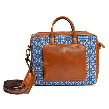 Kalamkari Canvas &amp; Leather Laptop Bag