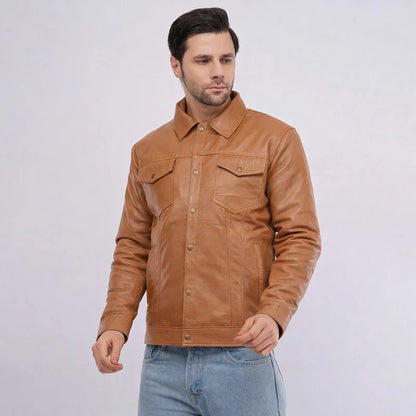 Classic Green Leather Jacket for Men