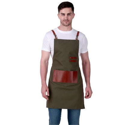 Olive Leather Work Apron