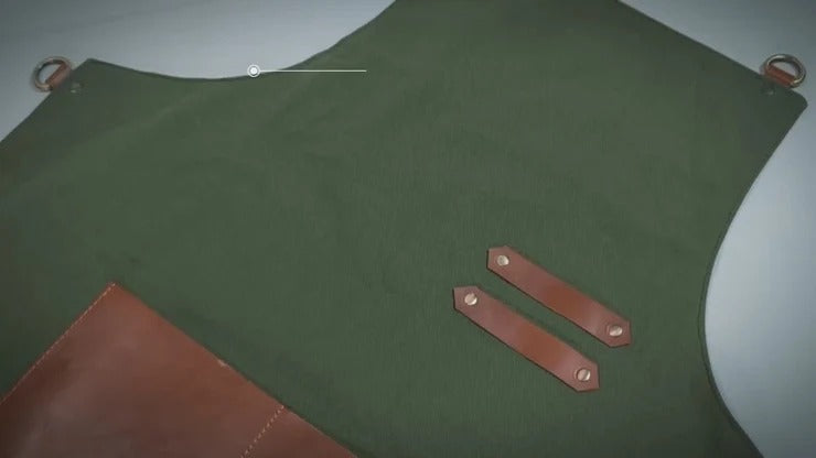 Olive Leather Work Apron