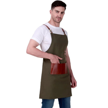 Olive Leather Work Apron