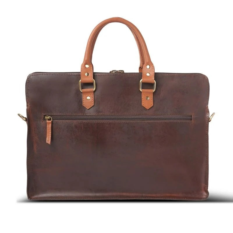 Two-Tone Leather Laptop Bag