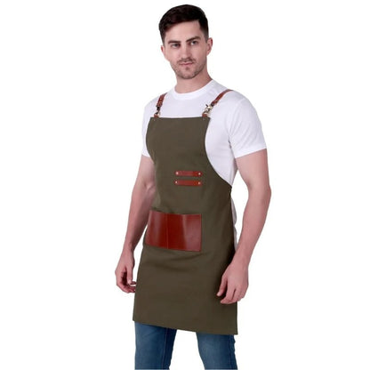Olive Leather Work Apron