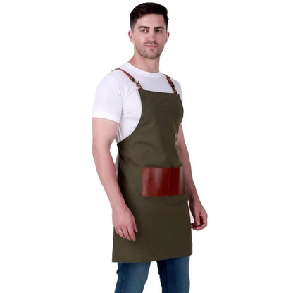 Olive Leather Work Apron