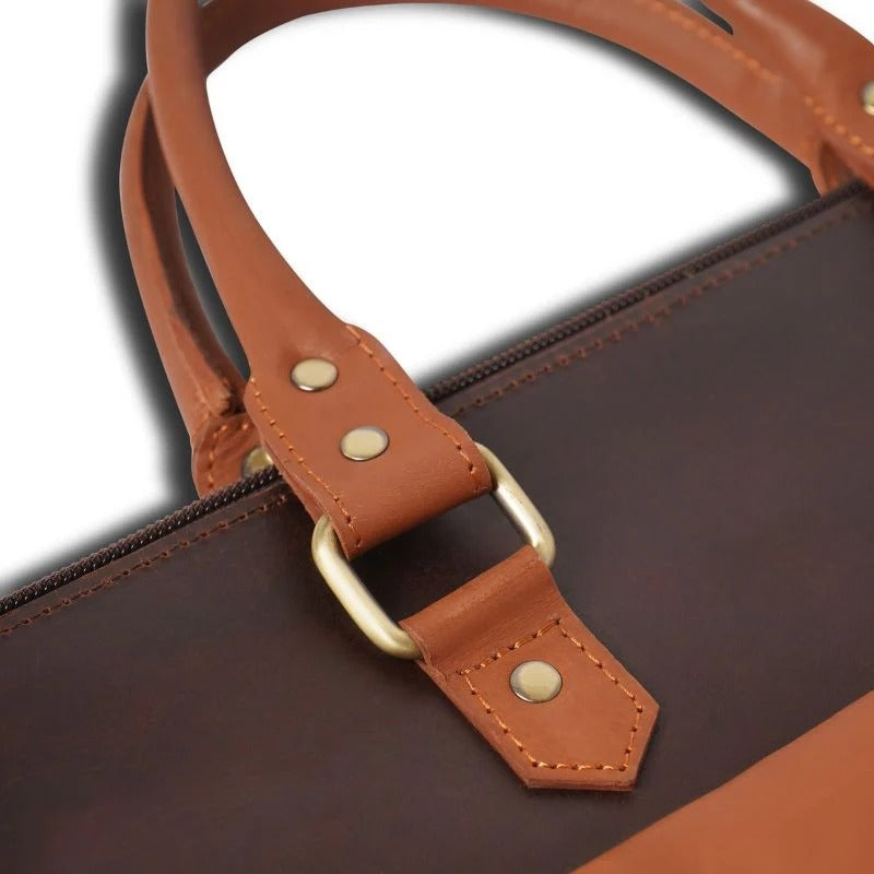 Two-Tone Leather Laptop Bag