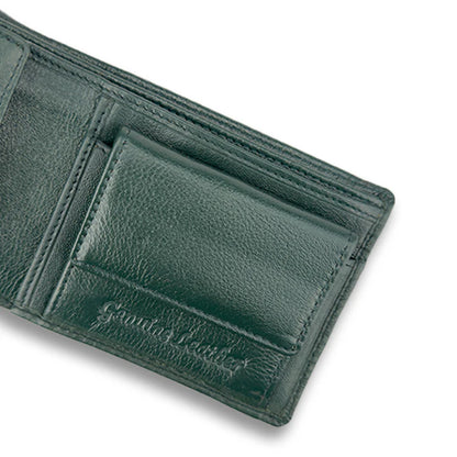 Green leather wallet with &