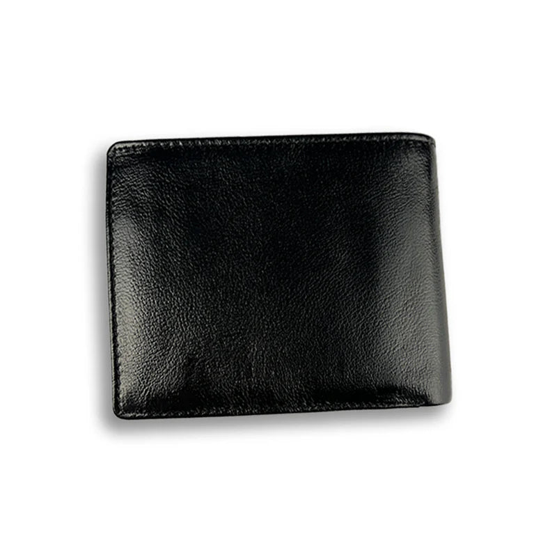 Black leather wallet on a white background