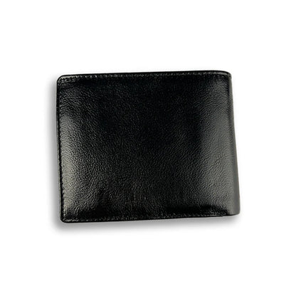 Black leather wallet on a white background