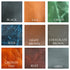 Grid of leather texture swatches with color names