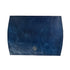 Blue leather pouch with a logo on a white background