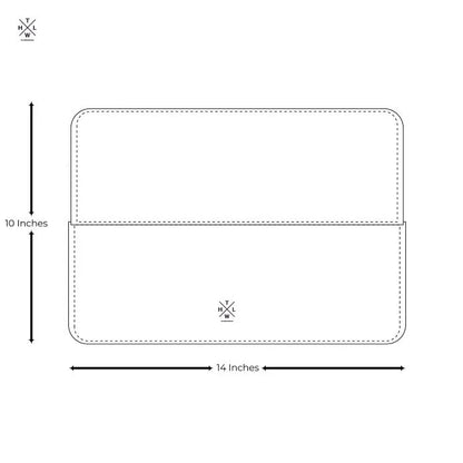Measurement chart of a rectangular product with dimensions labeled