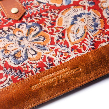Vintage Kalamkari Red Leather Sleeve