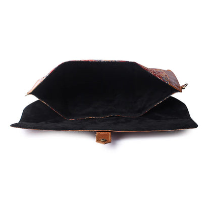 Vintage Kalamkari Red Leather Sleeve