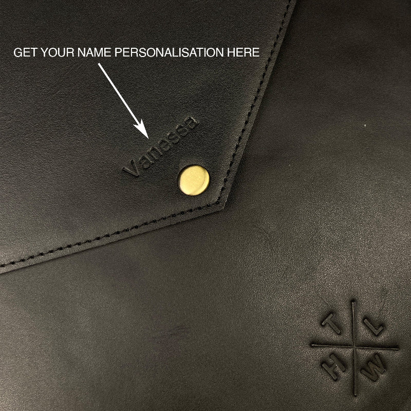 Black leather product with &