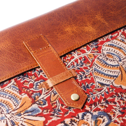 Vintage Kalamkari Red Leather Sleeve