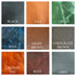 Grid of leather texture swatches with color names